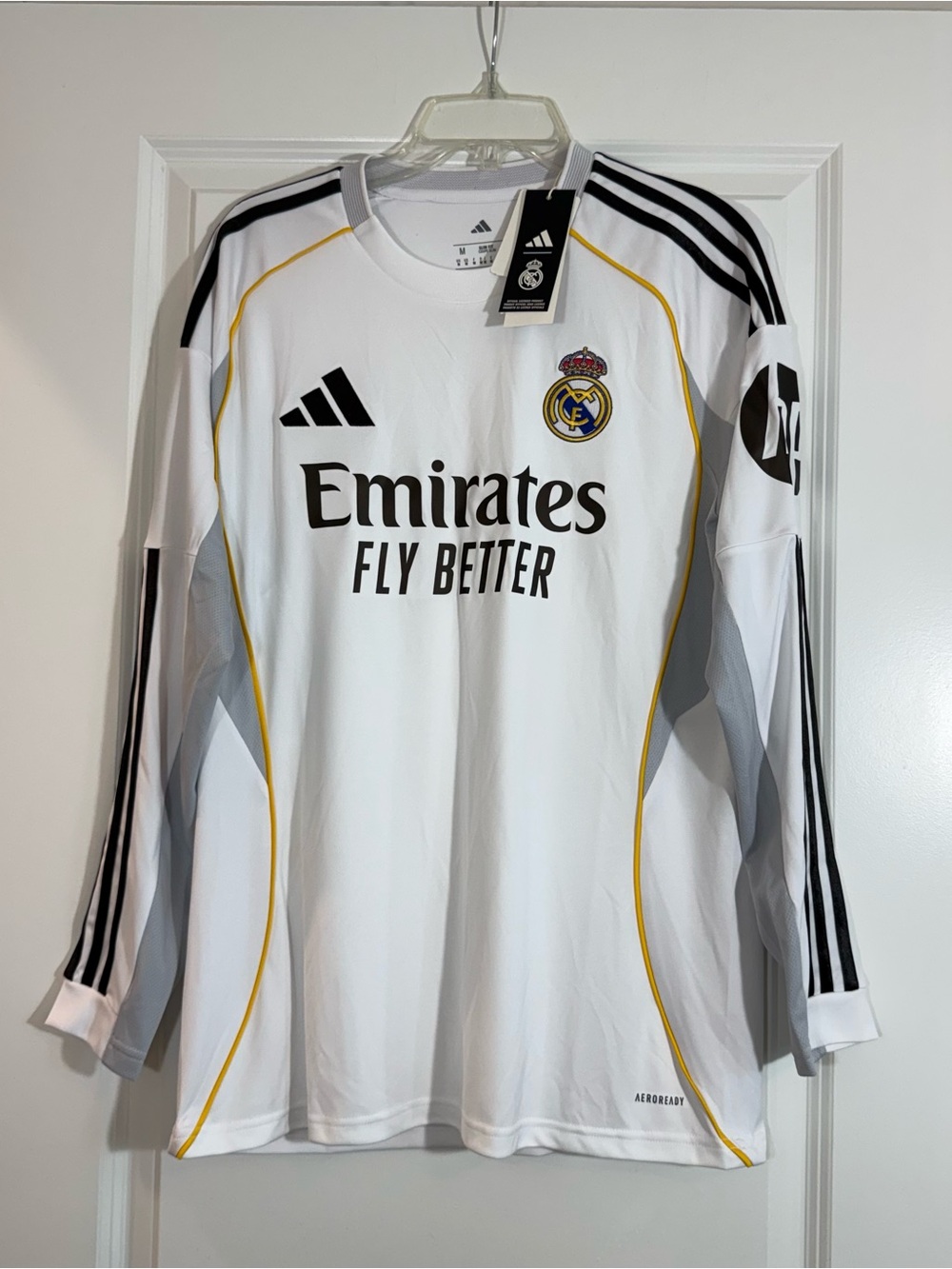 NWT Real Madrid 24/25 Home Long Sleeve Jersey Adidas Size M
